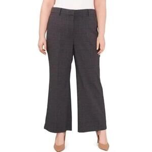 Vince Camuto Pant Houndstooth Plaid Wide Leg Trousers Gray NWT Plus Size 24W